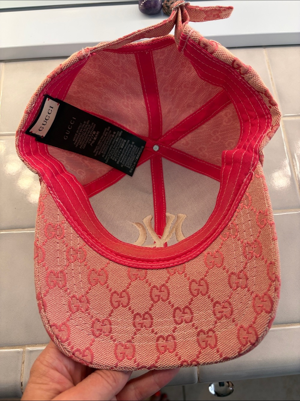 Gucci inspired Pink Monogram NY Yankees Baseball Cap - Picture 3 of 3